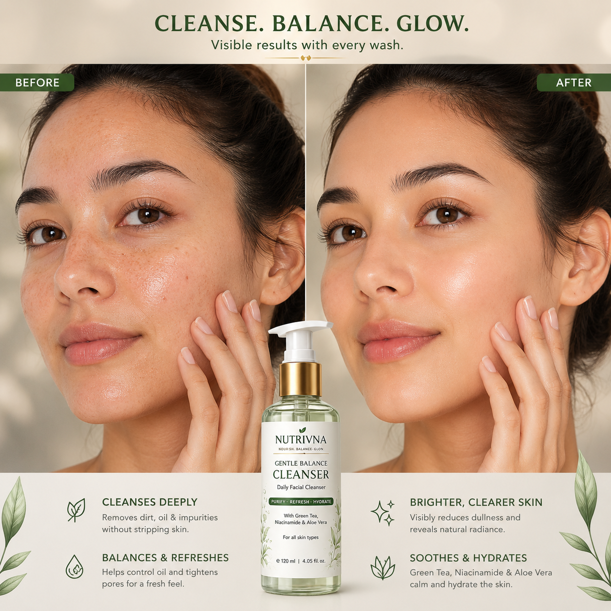 cleanse. balance. glow. skincare transformation.
